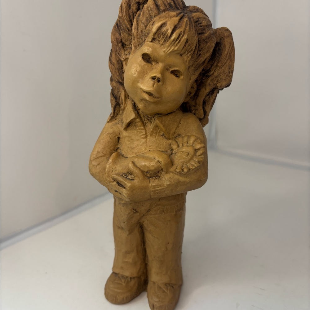 Vintage Lee Bortin Clay girl holding a doll Figurine - collectible